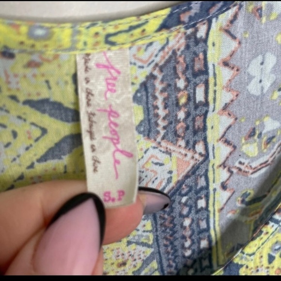 FREE people 2 layer printed mini dress tunic sz small - Picture 5 of 7